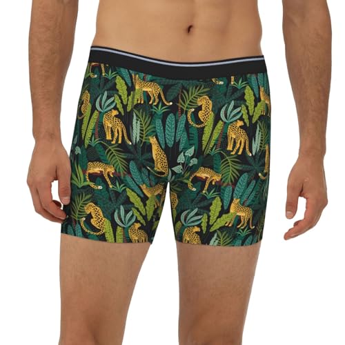 Vosery Mens Boxer Briefs - Breathable Mens Underwear Boxer Briefs, Jungle Leopard Yellow Extended Length Underwear For Men2