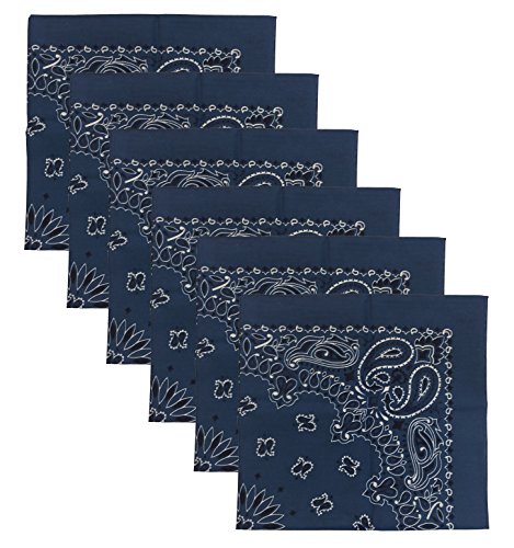 USA Made Military Army Trainmen Paisley 22 / Hav A Hank Paisley Bandana Made in USA (Navy - 6 Piece)