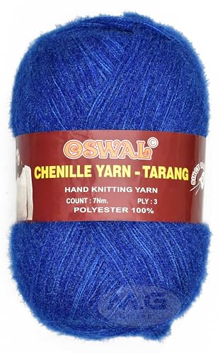 Image of M.G ENTERPRISE Knitting Wool Yarn, Soft Fancy Feather Wool Royal Blue 100 GMS Best Used with Knitting Needles, Soft Fancy Wool-WE Art-HFJ