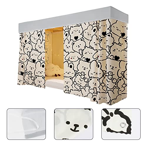Image of Cute Bottom Bunk Bed Curtain Student Dormitory Blackout Cloth Mosquito Nets Bedding Tent Bed Canopy Single Sleeper, Animals Pattern