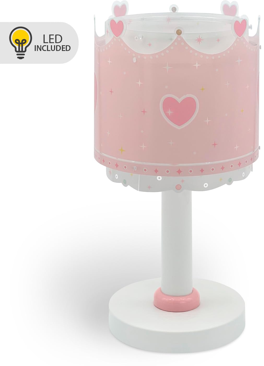 Dalber Lampada da tavolo o comodino per bambini Little Queen Regina Corona, 61101N, G4-4W LED - Lampadina inclusa
