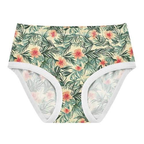 ZZKKO Fusang Flower Tropical Leaf Girls Underwear Toddler Panties for Girls Comfort Brief Size 2-8T