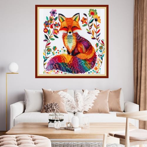 Image of Funchey Stamped Cross Stitch Kits, DIY Cross Stitch Pattern for Adults Beginners Needlepoint Kits Embroidery Kit Arts and Crafts 11CT-Colorful Cat 18x18 inchs