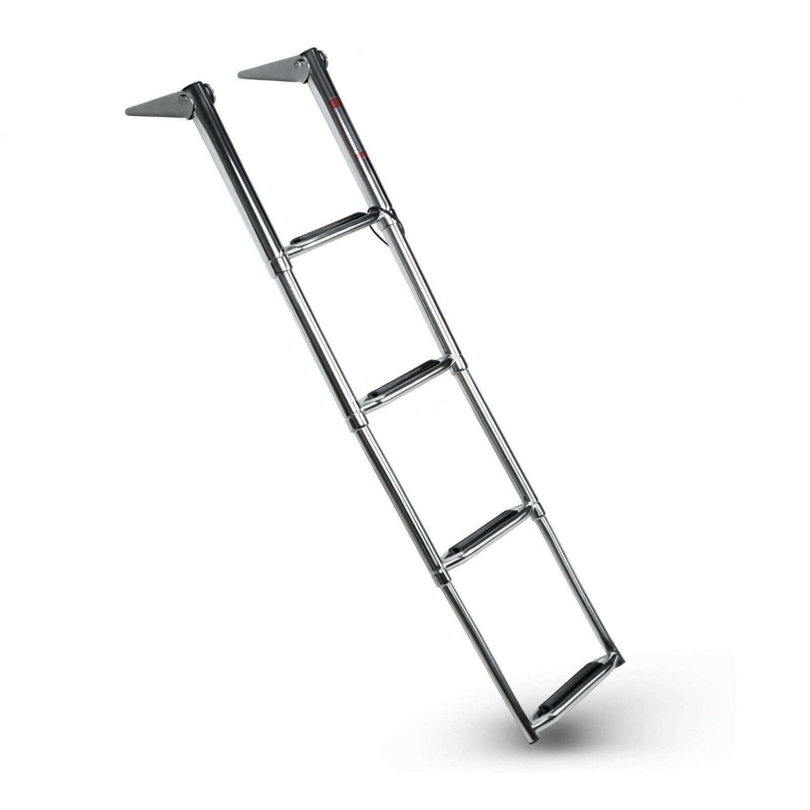 MERIGLARE Échelle Marine Rétractable Pliable en Acier Inoxydable Poli avec Supports Montage Supérieurs pour Accès Stable aux Yachts Voiliers Docks