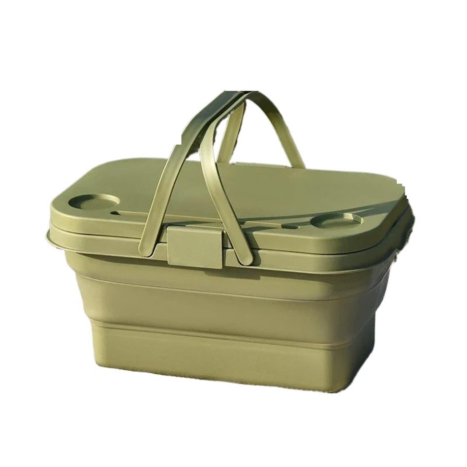 Large Capacity Portable Outdoor Picnic Basket With Board Foldable Functional Multi Storage(Green)
