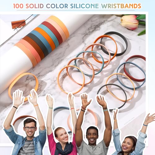 Image of Liliful 100 Pcs Silicone Rubber Wristbands Rubber Wristband Bracelet Bands for Silicone Wristbands for Women Men(Morandi Color)