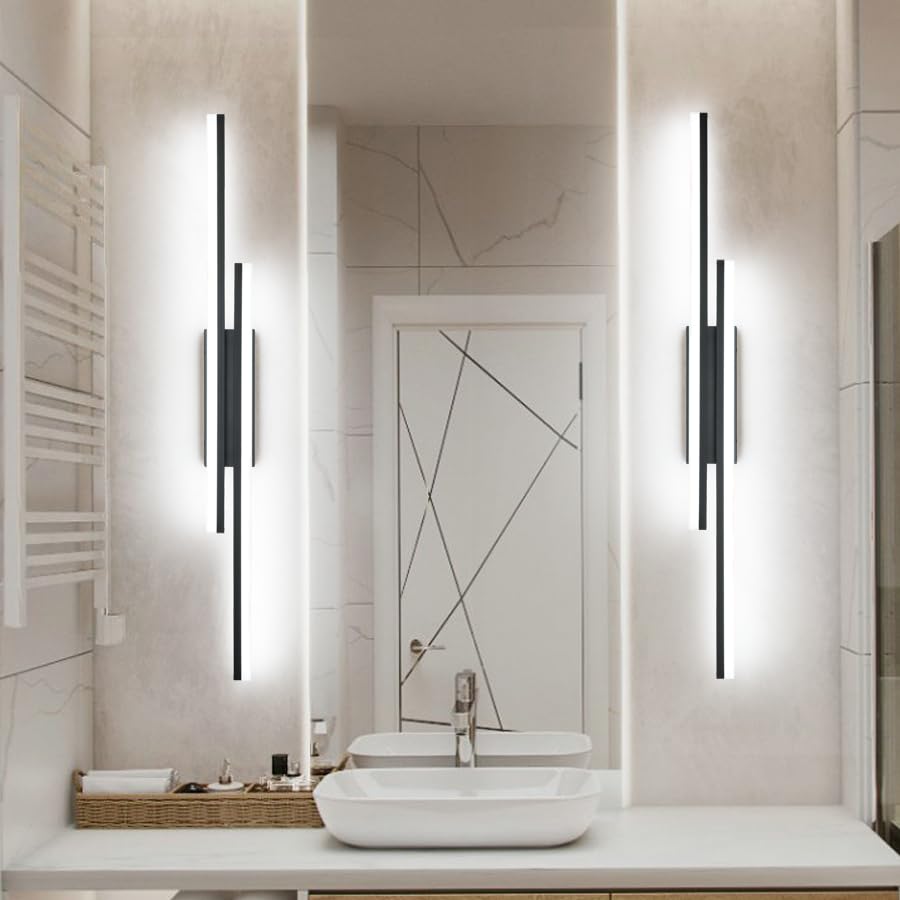 Image of PRESDE 48 Inch LED Vanity Light Bar, Modern Black Bathroom Lighting Fixture Over Mirror