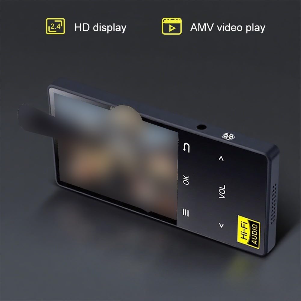 Reproductor de música HiFi MP3 con pantalla de 2.4 pulgadas, 32 GB, calidad de sonido sin pérdidas, radio de memoria ampliable, reproductor portátil (32 GB + 32 GB integrados)
