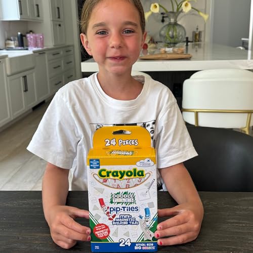 Image of CreateOn Crayola Doodle PIP Magnetic Tiles, Mini Building Set for Kids, Magnetic Tiles, Kids' Building Toys, STEM & Montessori Toys for Boys and Girls Ages 3+, 24-Piece Set (Doodle)