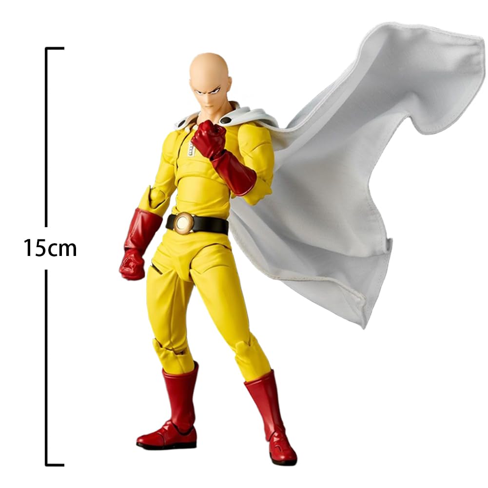 Saitama - Figura de acción de anime Saitama, figura súper movible con accesorios reemplazables, modelo de estatua coleccionable de PVC, 15 cm