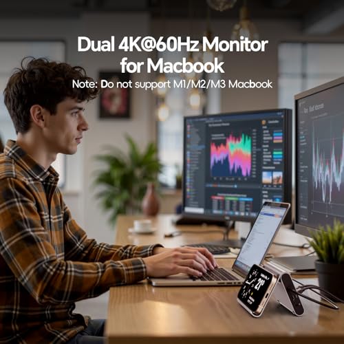 Image of USB C Docking Station Dual for MacBook Pro /Air M3 /M4, PULWTOP MacBook Pro Dock Laptop Docking Station with 2 HDMI,