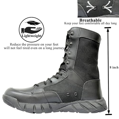 Image of Lightweight Mens Tactical Shoes Combat Boots Coyote Brown Boots Military Training Lace Up Outdoor Hiking Breathable Army Shoe Side Zipper