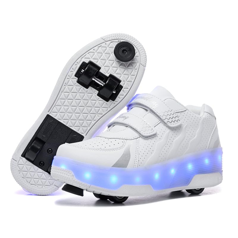 HUSKSWARE Scarpe Ragazza da Ragazzo con Ruote, 2 in 1 per Bambini, con rotelle, per Skateboard, Sneakers