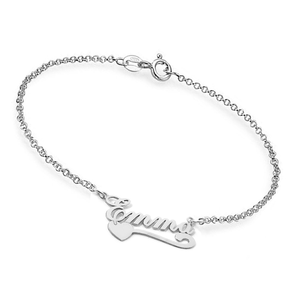 Pulsera de plata de ley 925 con placa de identificación personalizada hecha a medida con cualquier nombre