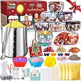 ZPQAODI Kit per Fabbricazione Candele DIY, kit per la fusione di cera per principianti Set Regalo, Natale Set per Candele DIY,Cera d’api Naturale, Stoppini,8 Candele Barattoli,Coloranti, Stampo