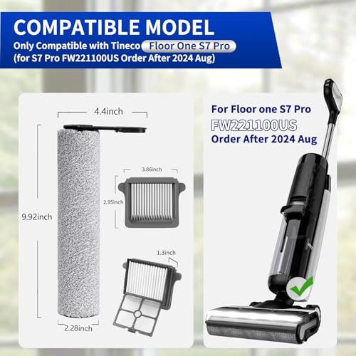 Image of keluke Only Floor One S7 Pro【for S7 Pro Order After 2024 Aug】 Replacement Roller Brushes & Filters Compatible with Tineco Floor One S7 Pro Cordless Vacuum Cleaner, 2 Brush Rollers 2 HEPA Filters