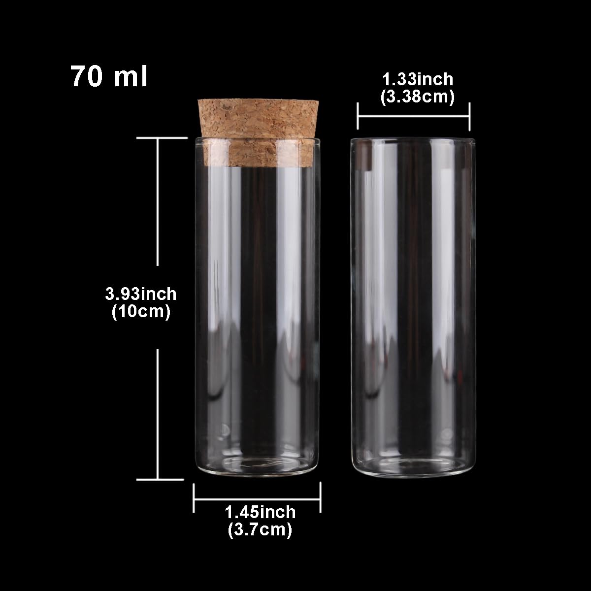 probówki z przezroczystego szkła, Szklane probówki z korkami, 15 sztuk, 70 ml, 37 x 100 mm, do wyrobów cukierniczych przyprawami