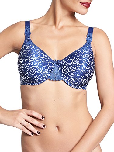 Chantelle Sutiã minimizador de renda Hedona sem costura com aro azul 2331, Azul (Batik Blau 8z)