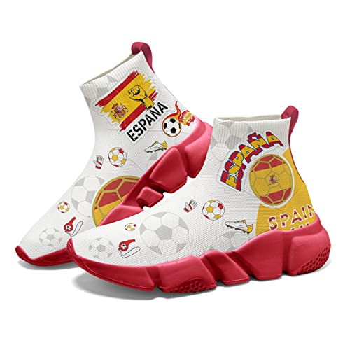 Hetios World Cup Spain Painted Sock Shoes Women's Sneakers Commemorative Running Shoes