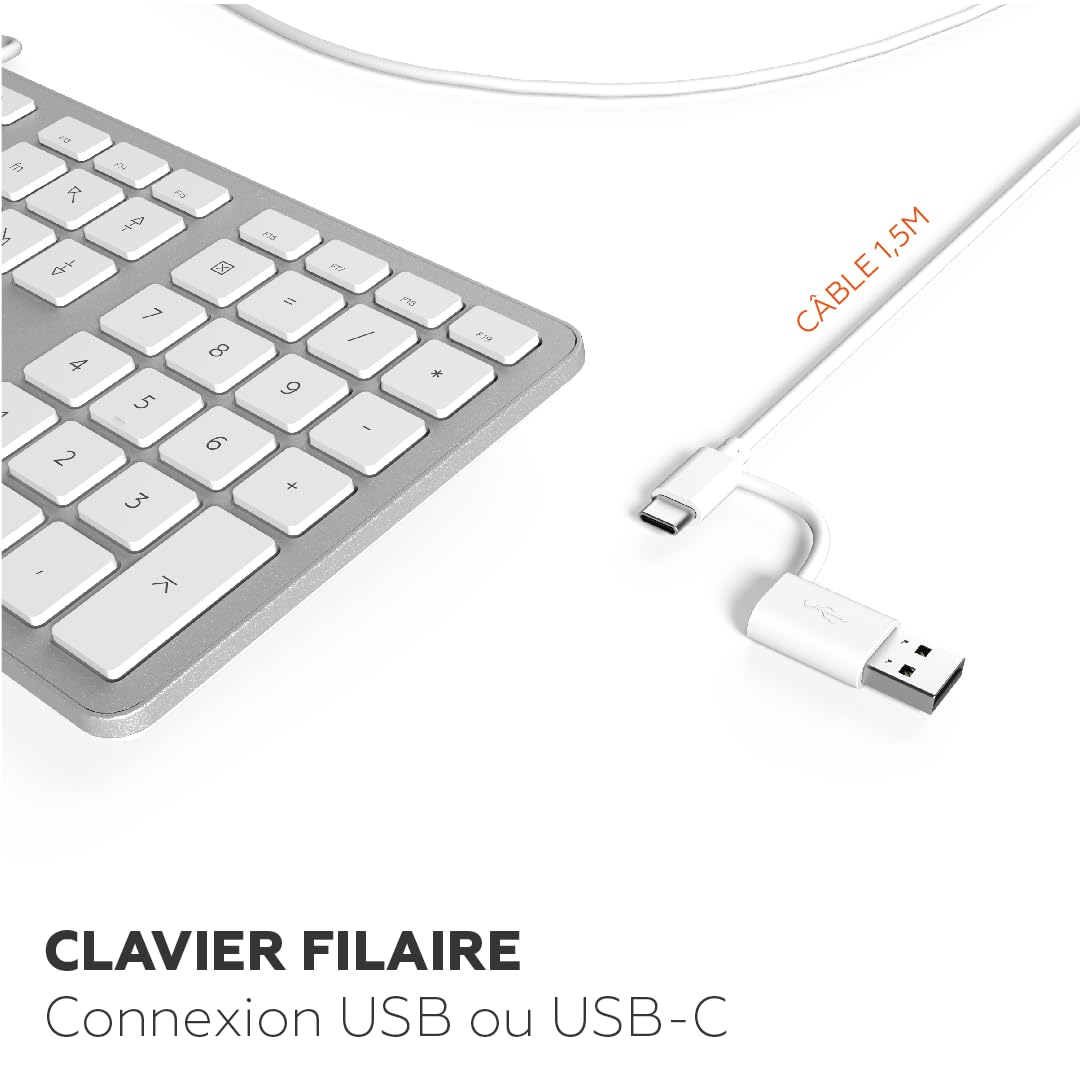 Mobility Lab Clavier Lumineux Filaire USB - Retroéclairage LED Blanc