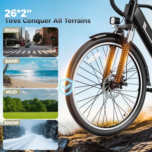 Heybike Electric Bikes for Adults, 26″ Ebikes for Men, Peak