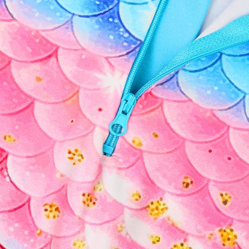 Image of TFJH E Short Sleeve Girls Swimsuits UV 50+ One Pieces Bathing Suits Zipper 2-14Y