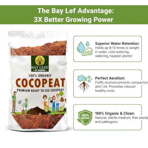 Image of Bay leef Cocopeat Powder for Plants | Ready to Use Organic Coco Peat Powder Coconut Husk | Ideal for Indoor & Outdoor Gardening, Seed Starting, Composting, and Hydroponics | Pack (5kg)