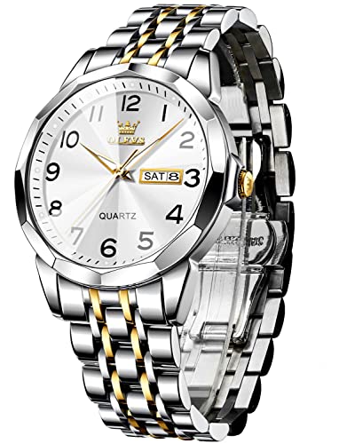 OLEVS Watch for Men Women Unisex Diamond Luxury Dress Analog Quartz Stainless Steel Waterproof Luminous Date Business Casual Wrist Watch