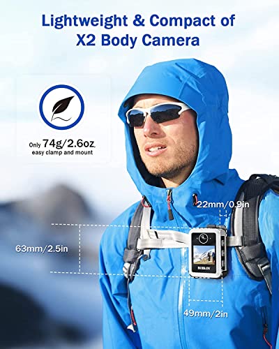 Boblov X2 64Gb Body Mounted Camera With Magnetic Clips And Short Clips, Lcd Display For Playback, Camera Lens Is On Screen Side, For Delivery Food/Parcels/Selfie/Sports #TOP2