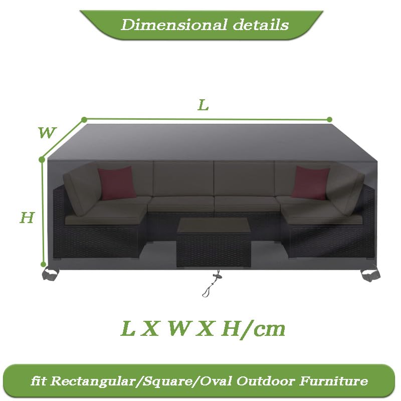 Copertura in Tessuto Oxford 420d,Copri Mobili Da Giardino 260x70x100cm/LxPxA Copri Tavolo Da Esterno Impermeabile,Resistente Alle Intemperie Con Coulisse Copertura Rettangolare per Esterni, Giardino