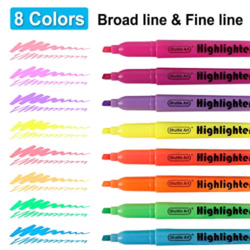 Shuttle Art 144 Pack Highlighters, Highlighters Assorted Colors Set, 8 Bright Colors Chisel Tip Highlighter Markers Bulk For Kid And Adult Coloring, Highlighting As School Supplies #TOP3