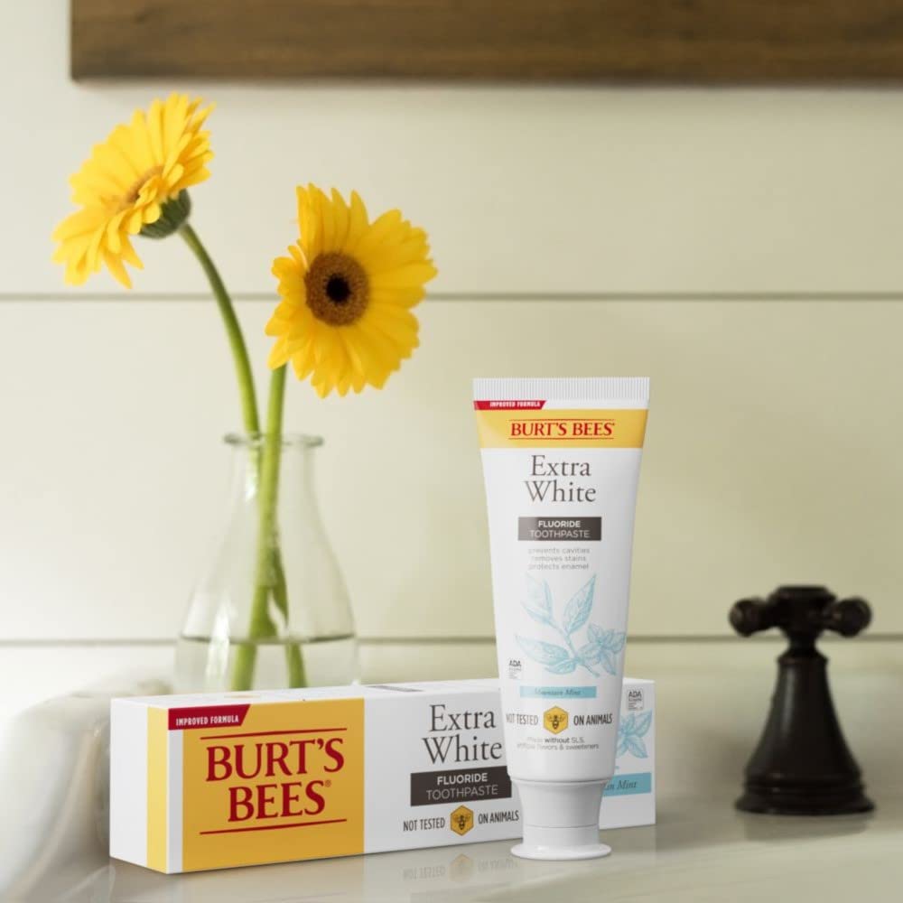 Burt’s Bees Toothpaste with Fluoride, Extra White, Zen Peppermint, 4.7 oz (14)