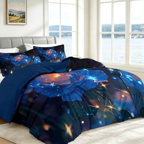 Housse de couette plante rose bleue protège votre lit simplement grâce au zip fluide - 3