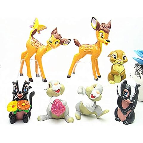 Bambi Birthday Cake Topper CYSJ 7 pcs Little Squirrel Rabbit Action Figures Birthday Cake Decorations Mini Figures for Kids Birthday Decor Ornaments Party Supplies Cover