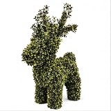 My Texas House Boxwood Deer Topiary Christmas Decoration, 29 Inch Green Reindeer with Antlers for Indoor Holiday Decor