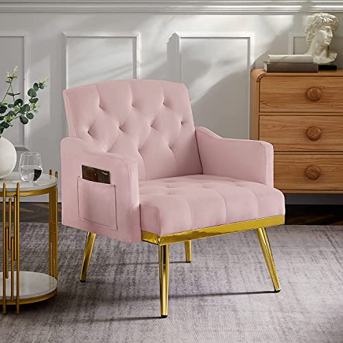 Sillón Plegable Terciopelo Rosa miniatura 4