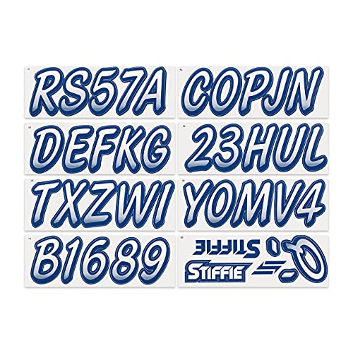 Image of STIFFIE Whipline White /Navy 3 inch Boat & PWC Registration Decals • Numbers Letters Stickers