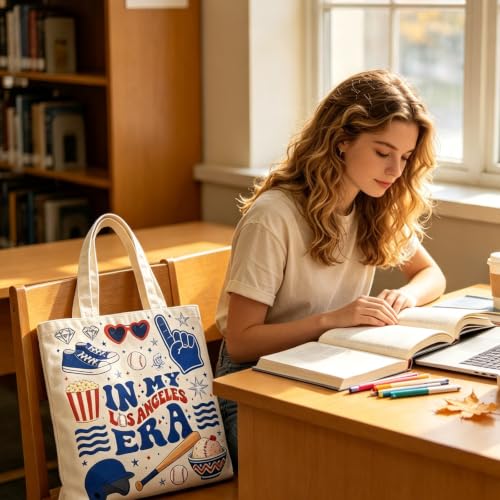 yuboo Baseball Mom Large Canvas Tote Bag — view 3
