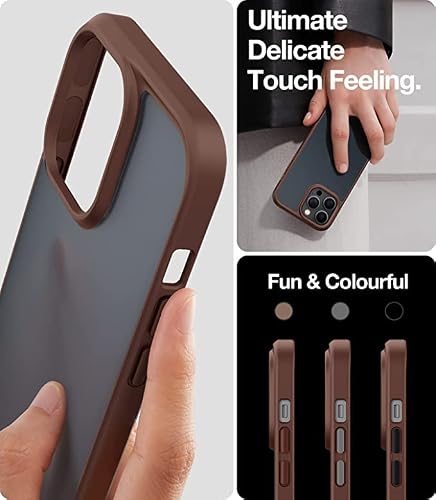 Torras Shockproof Designed For Iphone 14 Pro Max Case, Military Grade Drop Protection Shockproof Protective Black Hard Back Slim Translucent Iphone 14 Pro Max Case 6.7'', Brown-Guardian Series #TOP4