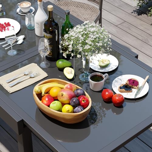 PATIOHIT Modern Aluminum Outdoor Dining Table - Expandable Patio Glass Dining Table for 6-8, Extendable Aluminum Patio Extender Table 35" to 70" for Backyard, Porch, Deck, Garden - Dark Grey - Image 6