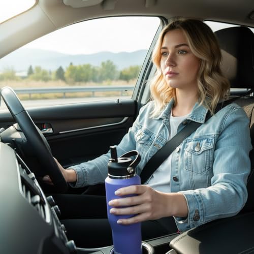 Image of 40oz Insulated Water Bottle Keep Cold 24h&Hot 12h, Double Wall Vacuum Insulated Water Bottles with Straw /Spout Lid, Stainless Steel Water Bottles that Fit in Any Car Cup Holder, Leak-proof