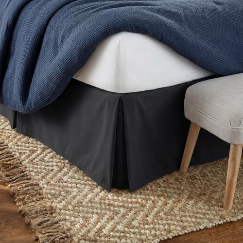 Linen Market Pleated Bed Skirt, Twin, Black