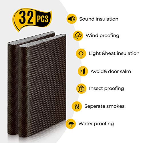 Door Corner Seal Weatherstripping Exterior Door Frame Seal Draft Stopper Adhesive Corner Seal Pads For Weather Stripping And Draft Protection (Brown,32 Pieces) #TOP2