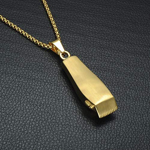 Unisex Hairdresser Necklace 18k Gold Plated Stainless Steel Hair Clipper Barber Pendant4