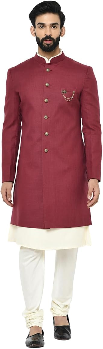 KISAH Mens Kurta Sherwani Set - Traditional Indian Ethnic Wear for Men - Ideal for Weddings, Festivals & Celebrations
