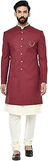 kisah Men's Maroon Solid Indowestern Sherwani & Off-White Kurta Pajama Set – Ethnic Indian Wear for Weddings & Festive Ocassions-picture-15