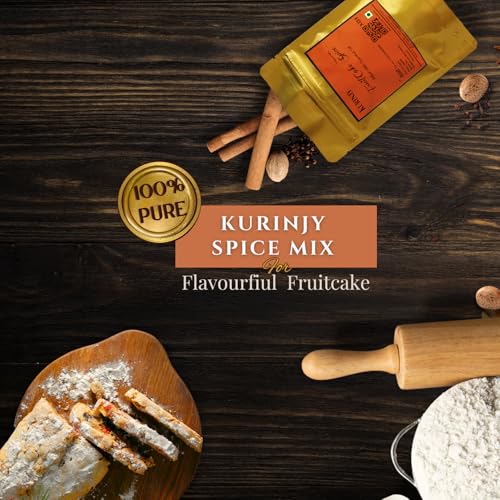 Image of Kurinjy Fruit Cake Whole Spices Mix | Cinnamon, Nutmeg & Clove | Ready to Grind | 100% Pure Kerala Spices | Hygienically Packed Resealable Pouch | For Christmas Baking, Festive Cooking & Gifting- 50g