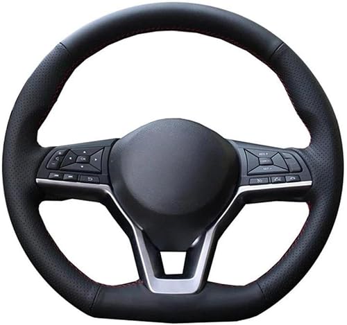 Miniatura 1 de CHIPEL Hand-Stitched Black Leather Car Steering Wheel Cover, for Nissan X-Trail 2017-2019 Qashqai 2018 Rogue Sport 2017-2019