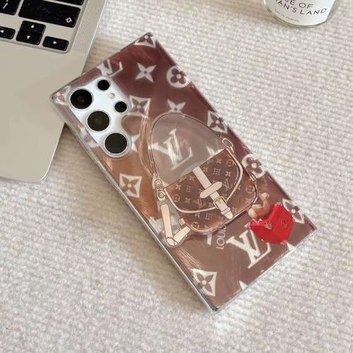 Image of COVERLY Fancy Purse Bag Case Cover for iPhone 12 Pro, Luxurious Gradient Feather Resin Charm Sparkle Glitter Beautiful Floral Case Aesthetic Hard TPU with Mobile Phone Holder for Apple iPhone 12 Pro