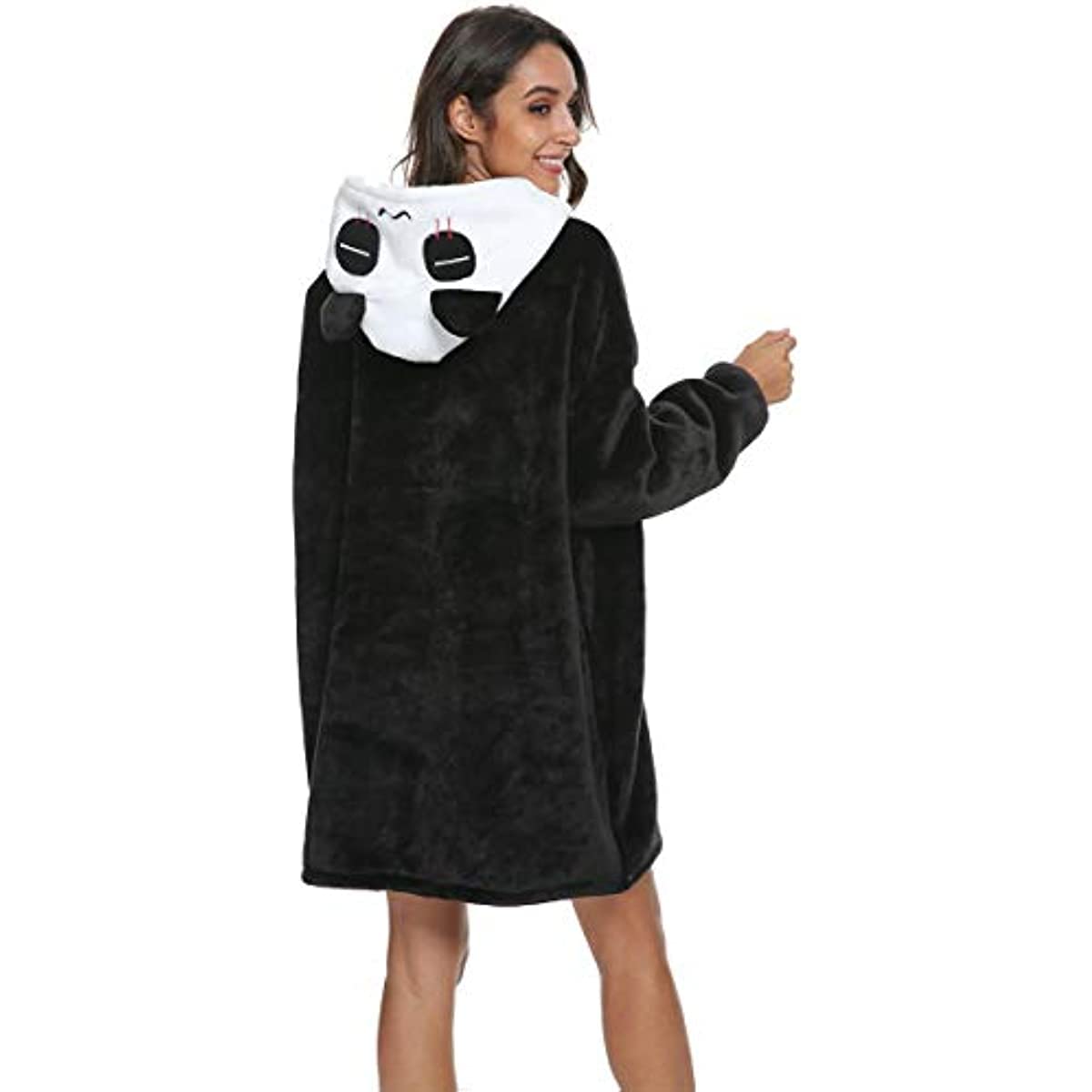 LATH.PIN Panda Manta-sudadera de gran tamaño con capucha de franela, unisex
